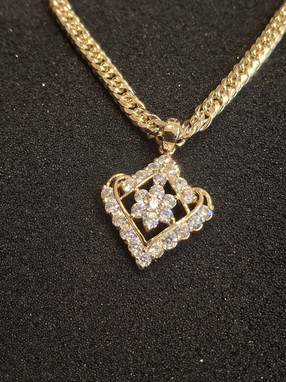 Gold-Tone Cubic Zirconia Pendant Necklace - Elegant Sparkle - Picture 2 of 3
